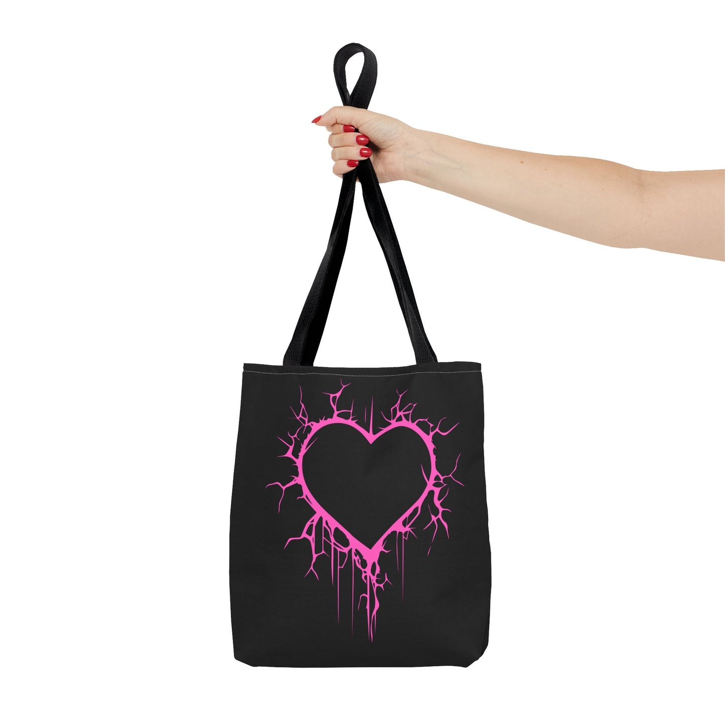 Lightning-Cracked Heart Tote Bag (in Electric Pink) - (The Only Hearts Collection)