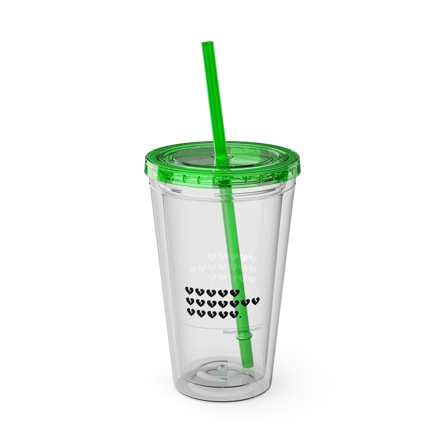 Hieroglyph Heartbreak Haiku - Sunsplash Tumbler with Straw, 16oz