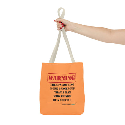 Warning: Dangerous Special Man Haiku Tote Bag (dual-sided design in Orange Tangerine)