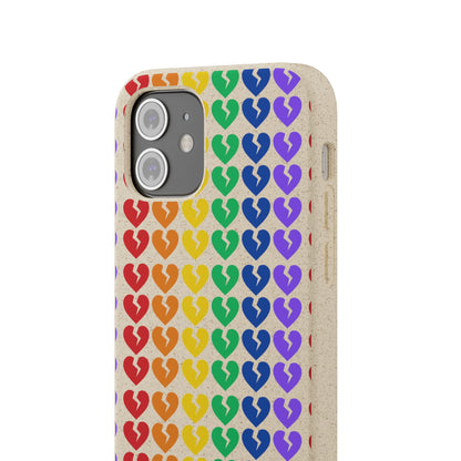 Rainbow Hearts Collection Pattern - Biodegradable Phone Case, Eco-Friendly Phone Cover (Only Hearts Collection)