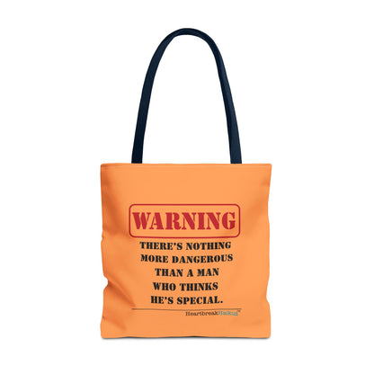 Warning: Dangerous Special Man Haiku Tote Bag (dual-sided design in Orange Tangerine)