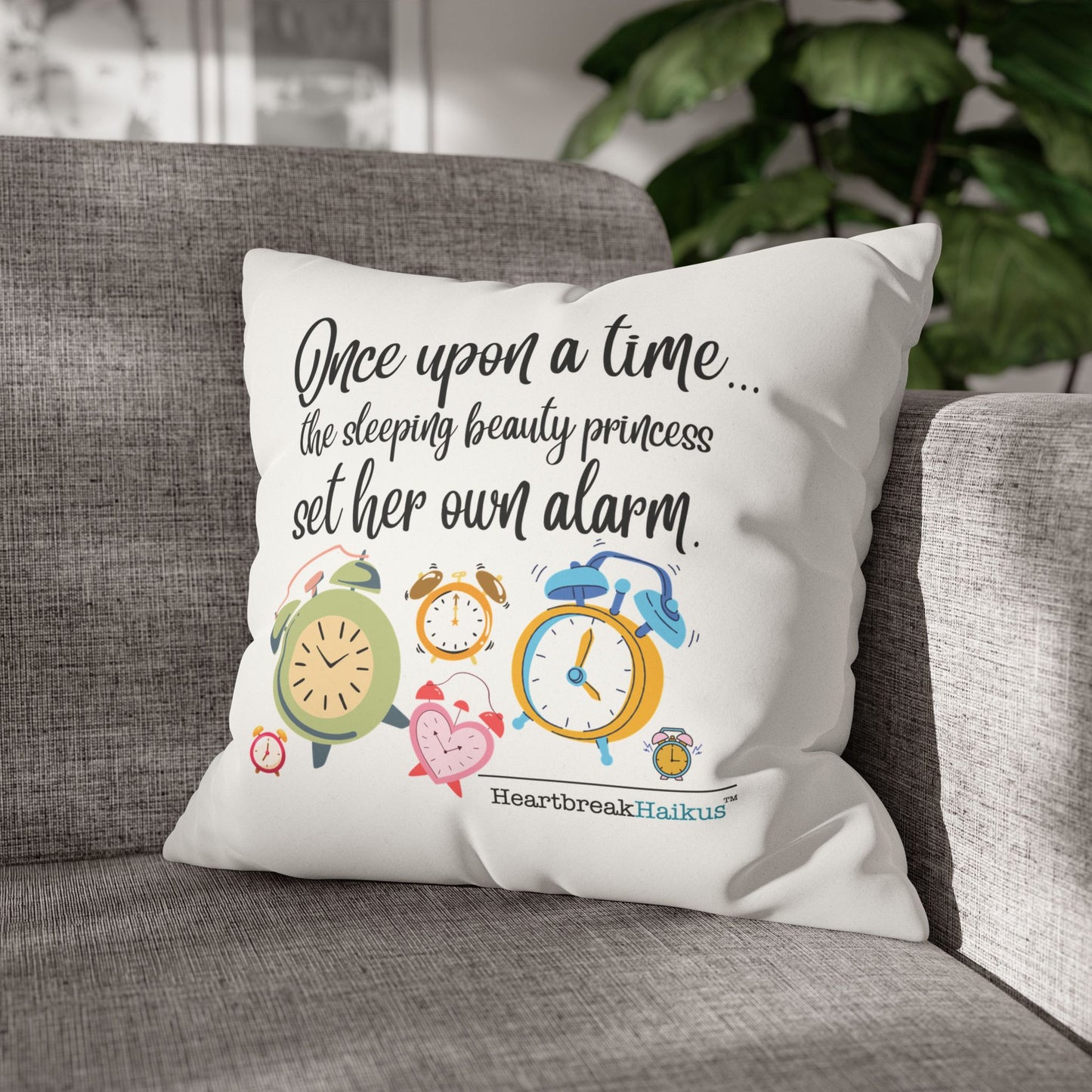 "Sleeping Beauty's Alarm" Faux Suede Square Pillowcase