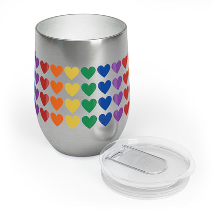 Rainbow Hearts Chill Wine Tumbler