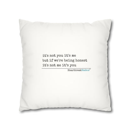 It's Not Me/You Haiku - Faux Suede Square Pillowcase (Rainbow Heartbreak Collection)