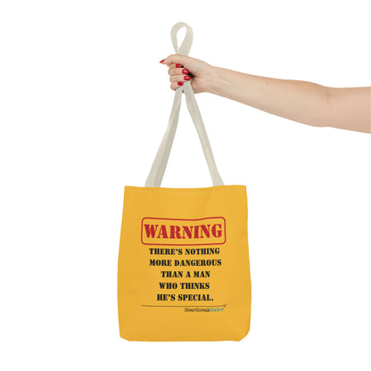 Warning: Dangerous Special Man Haiku Tote Bag (dual-sided design in Yellow Gold)