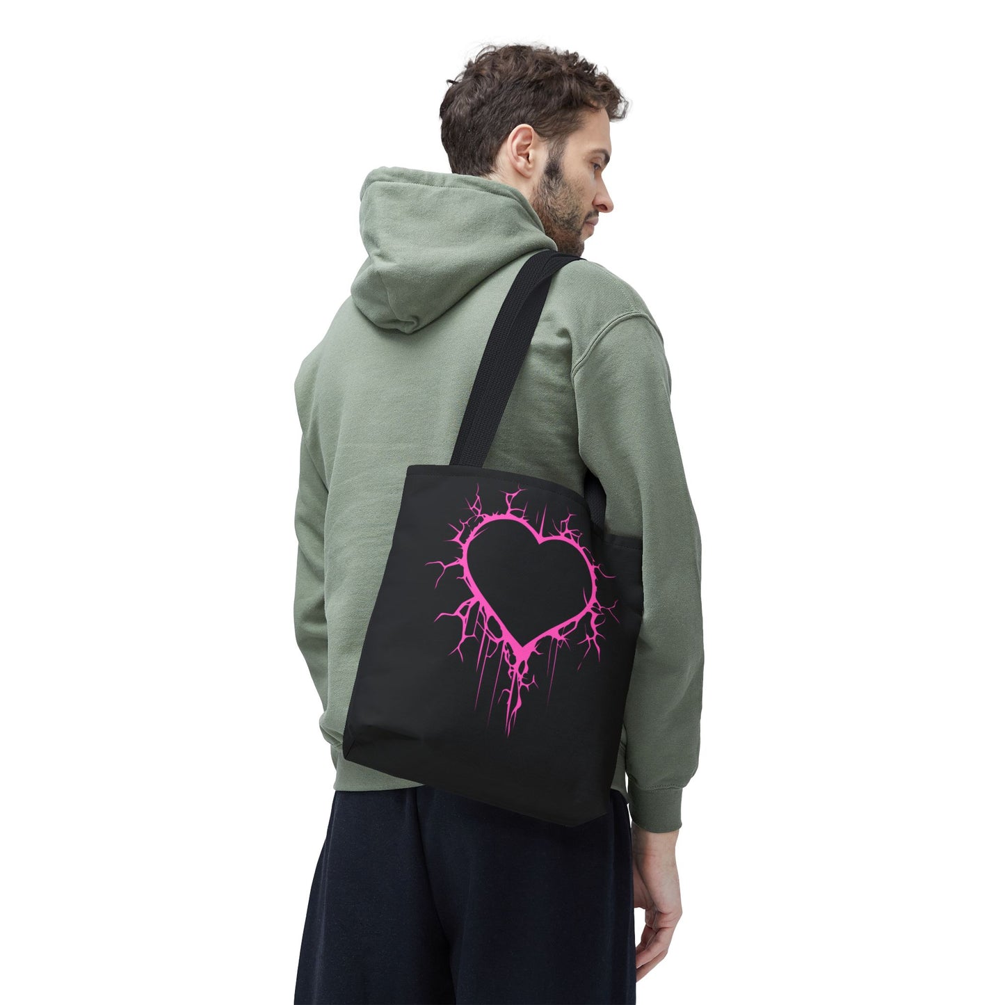 Lightning-Cracked Heart Tote Bag (in Electric Pink) - (The Only Hearts Collection)