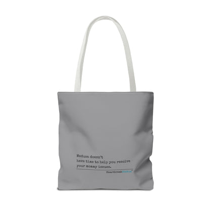 Medusa and Your Mommy Haiku - Tote Bag (Dual-sided print in Stone Grey)