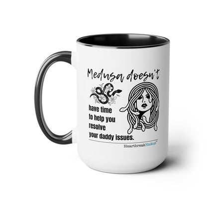 Medusa and Your Daddy Haiku - Two-Tone Coffee Mug 15oz - Dual-Sided Printing