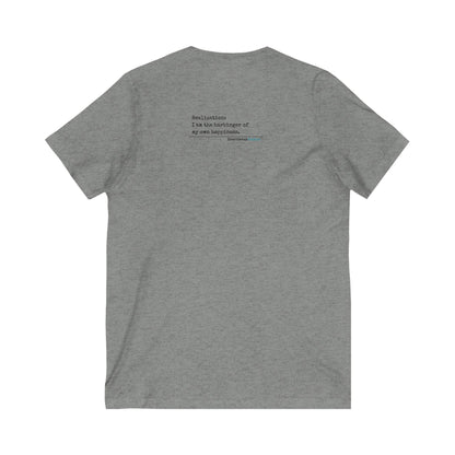 Harbinger of Happiness Haiku - Jersey Short Sleeve V-Neck Tee
