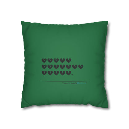 Hieroglyph Heartbreak Haiku - Faux Suede Square Pillowcase (in Evergreen)