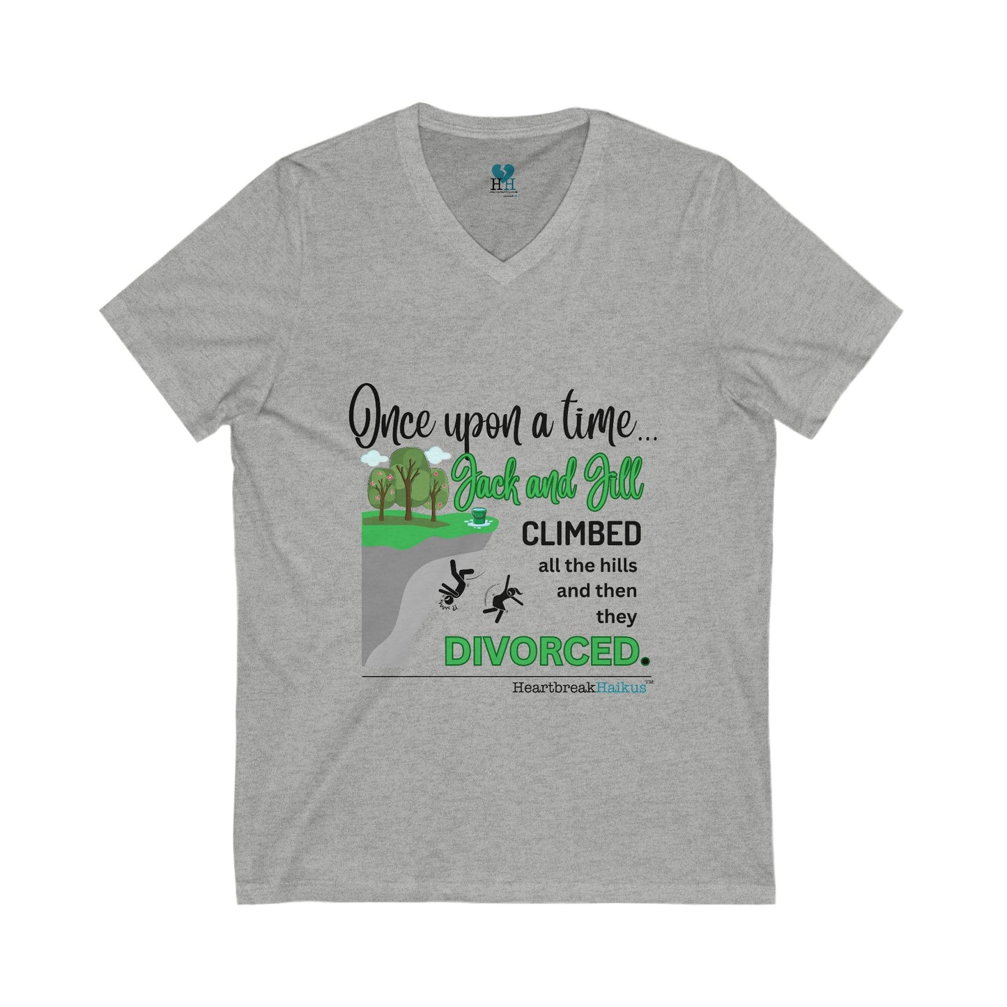 Jack and Jill Divorced Haiku - Unisex Jersey Short Sleeve V-Neck Tee