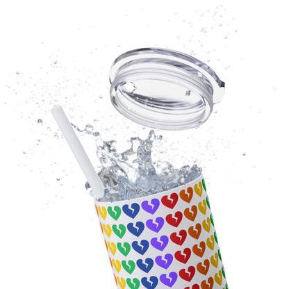 Only Hearts - Skinny Tumbler with Eco-Friendly, Reusable, Matching Straw, 20oz (Rainbow Heartbreak Collection)