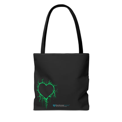 Lightning-Cracked Heart Tote Bag (in Electric Wicked Green) - (The Only Hearts Collection)