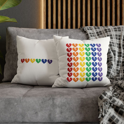 Rainbow Broken Hearts - Faux Suede Square Pillowcase (Only Hearts Collection)