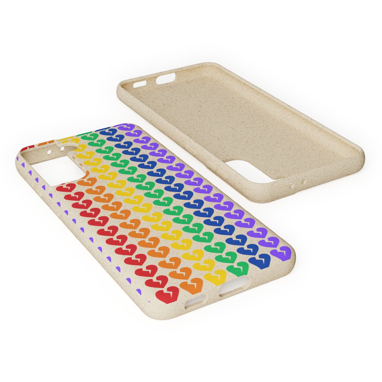 Rainbow Hearts Collection Pattern - Biodegradable Phone Case, Eco-Friendly Phone Cover (Only Hearts Collection)
