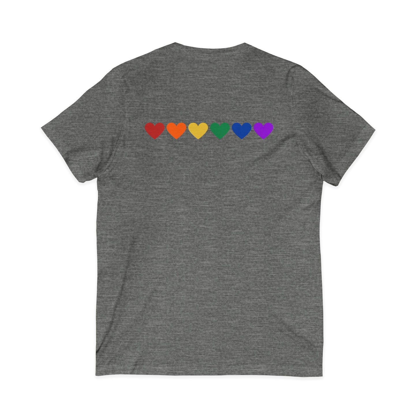 Rainbow Hearts - Jersey Short Sleeve V-Neck Tee