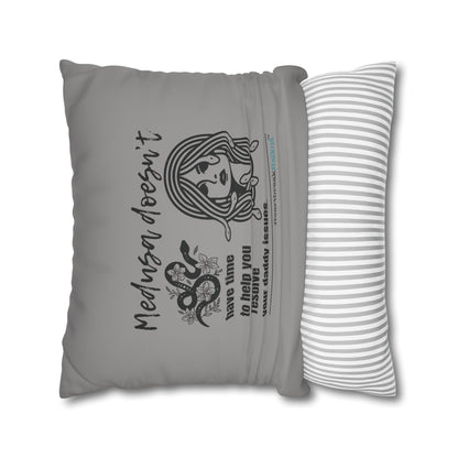 Medusa and Your Daddy Haiku - Faux Suede Square Pillowcase in Stone Grey