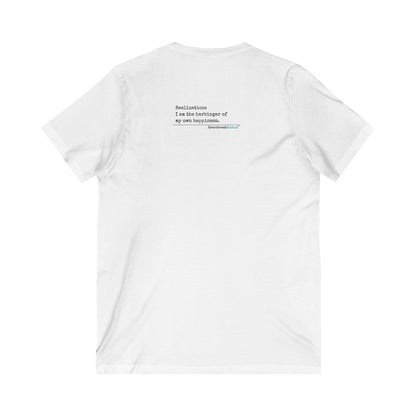Harbinger of Happiness Haiku - Jersey Short Sleeve V-Neck Tee
