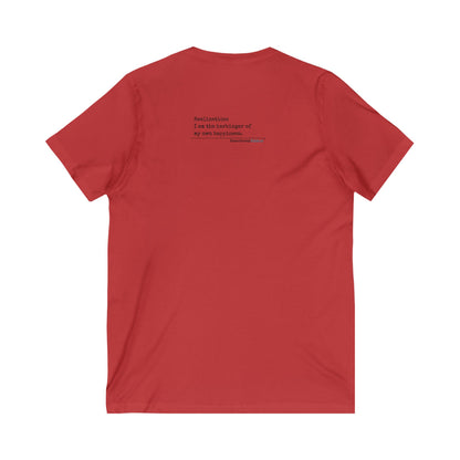 Harbinger of Happiness Haiku - Jersey Short Sleeve V-Neck Tee