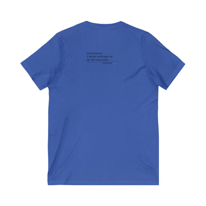 Harbinger of Happiness Haiku - Jersey Short Sleeve V-Neck Tee