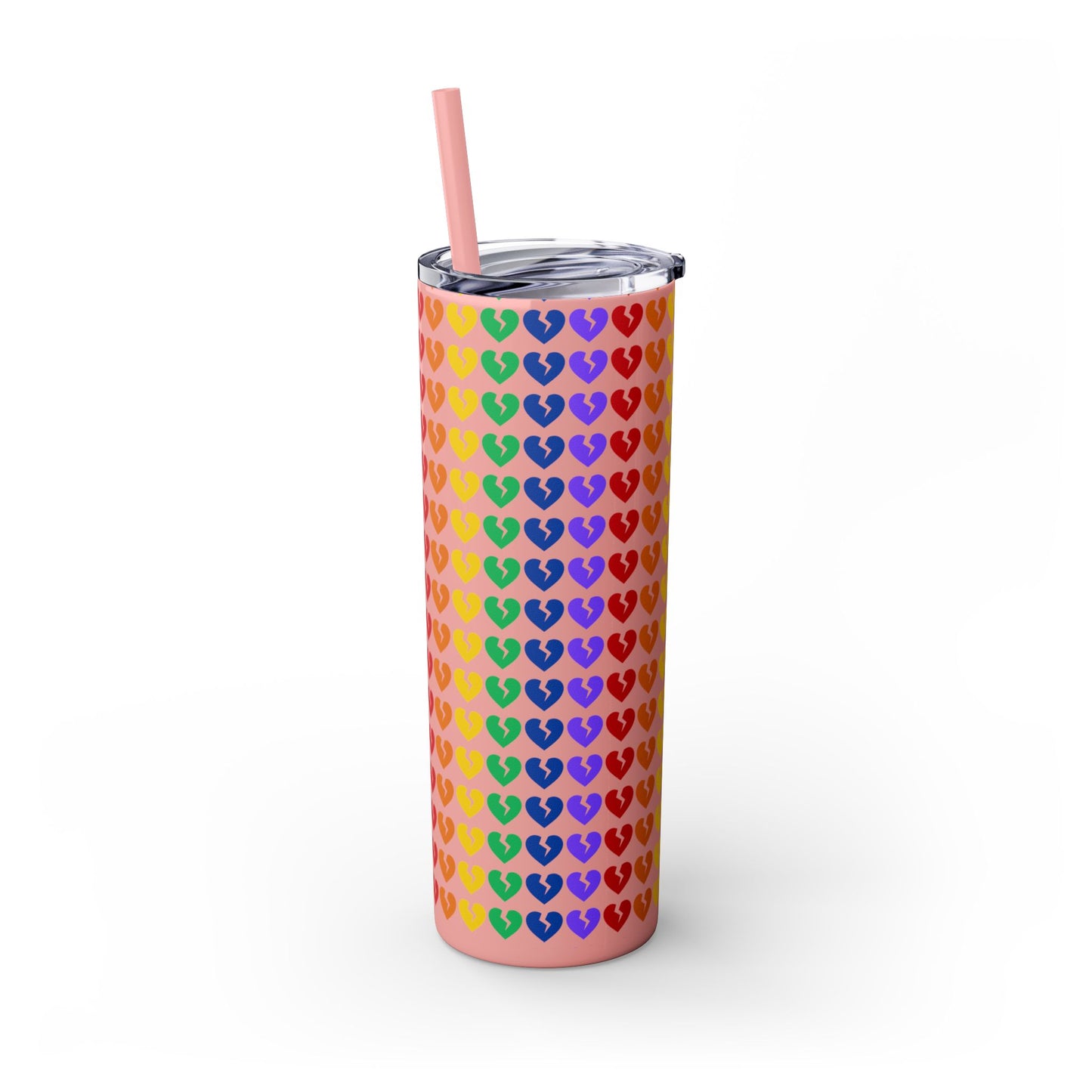 Only Hearts - Skinny Tumbler with Eco-Friendly, Reusable, Matching Straw, 20oz (Rainbow Heartbreak Collection)