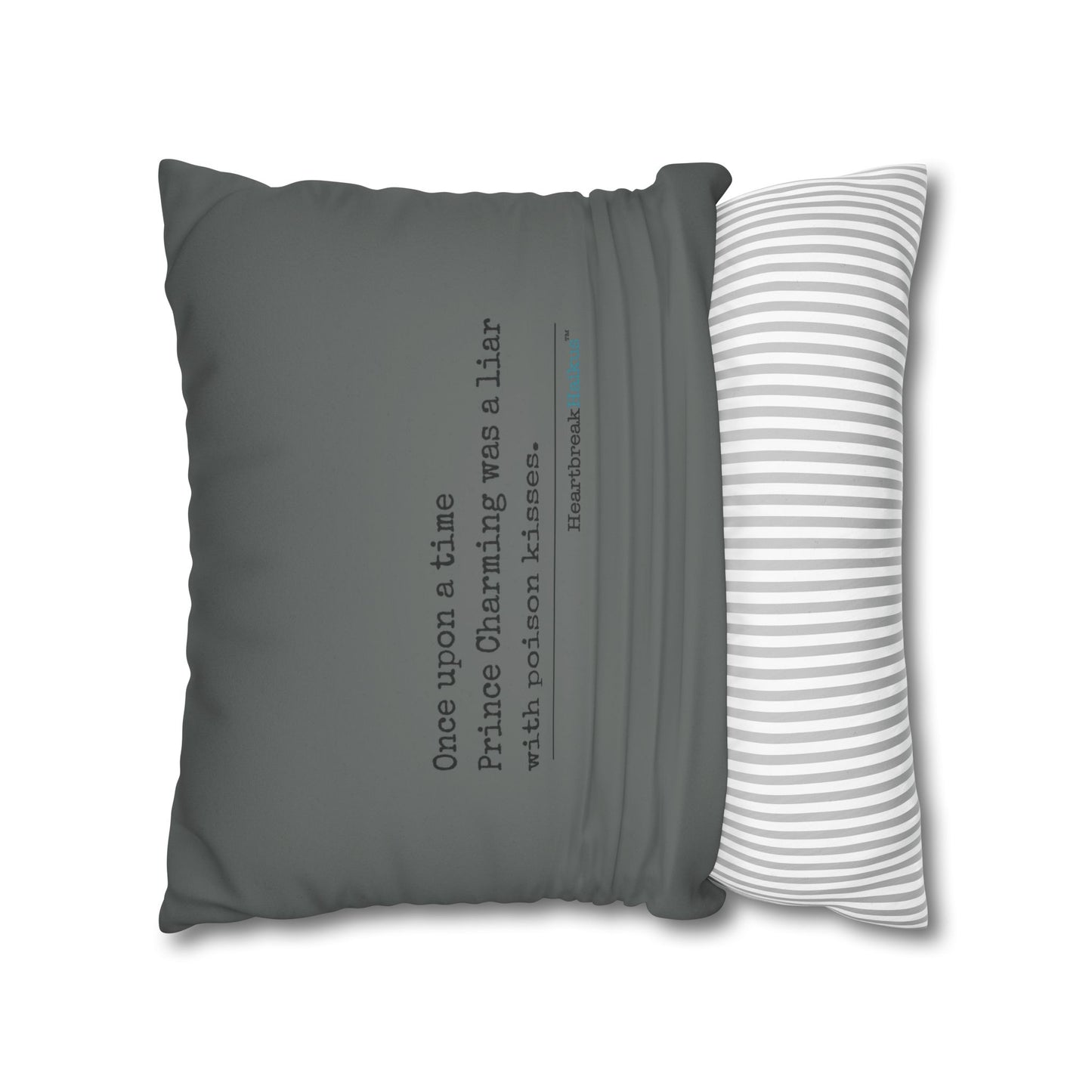 Prince Charming's Poison Kisses - Faux Suede Square Pillowcase (in Moody Grey)