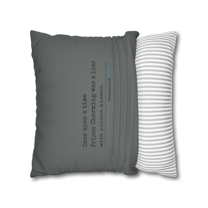 Prince Charming's Poison Kisses - Faux Suede Square Pillowcase (in Moody Grey)