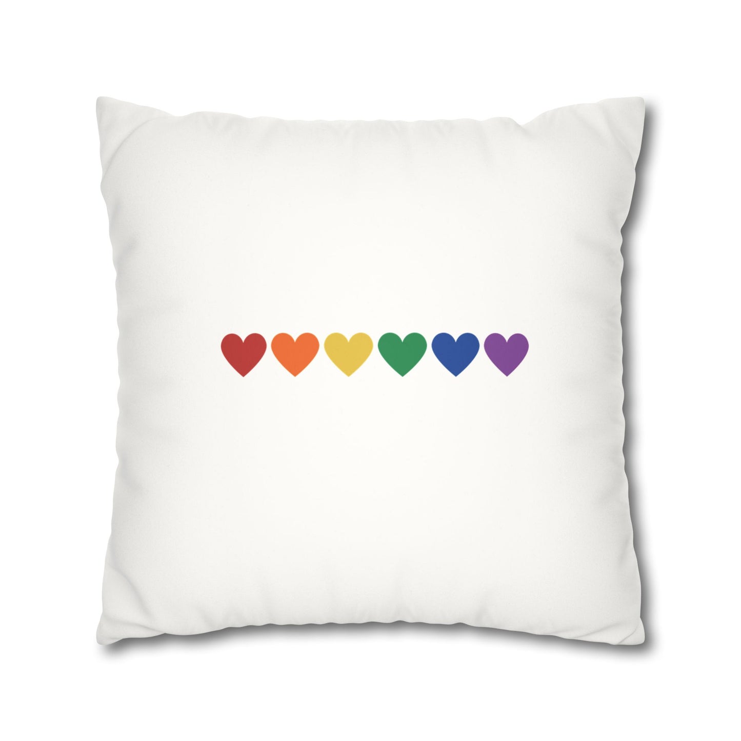 Rainbow Hearts on White - Faux Suede Square Pillowcase (Only Hearts Collection)