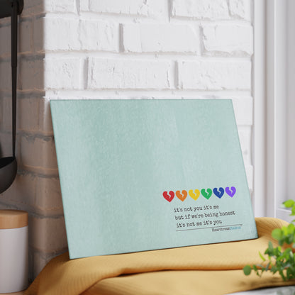 It's Not Me/You Haiku - Glass Cutting/Charcuterie/Serving Board (Rainbow Heartbreak Collection)