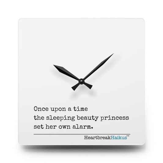 Sleeping Beauty's Alarm - Vintage typewriter font, acrylic wall clock