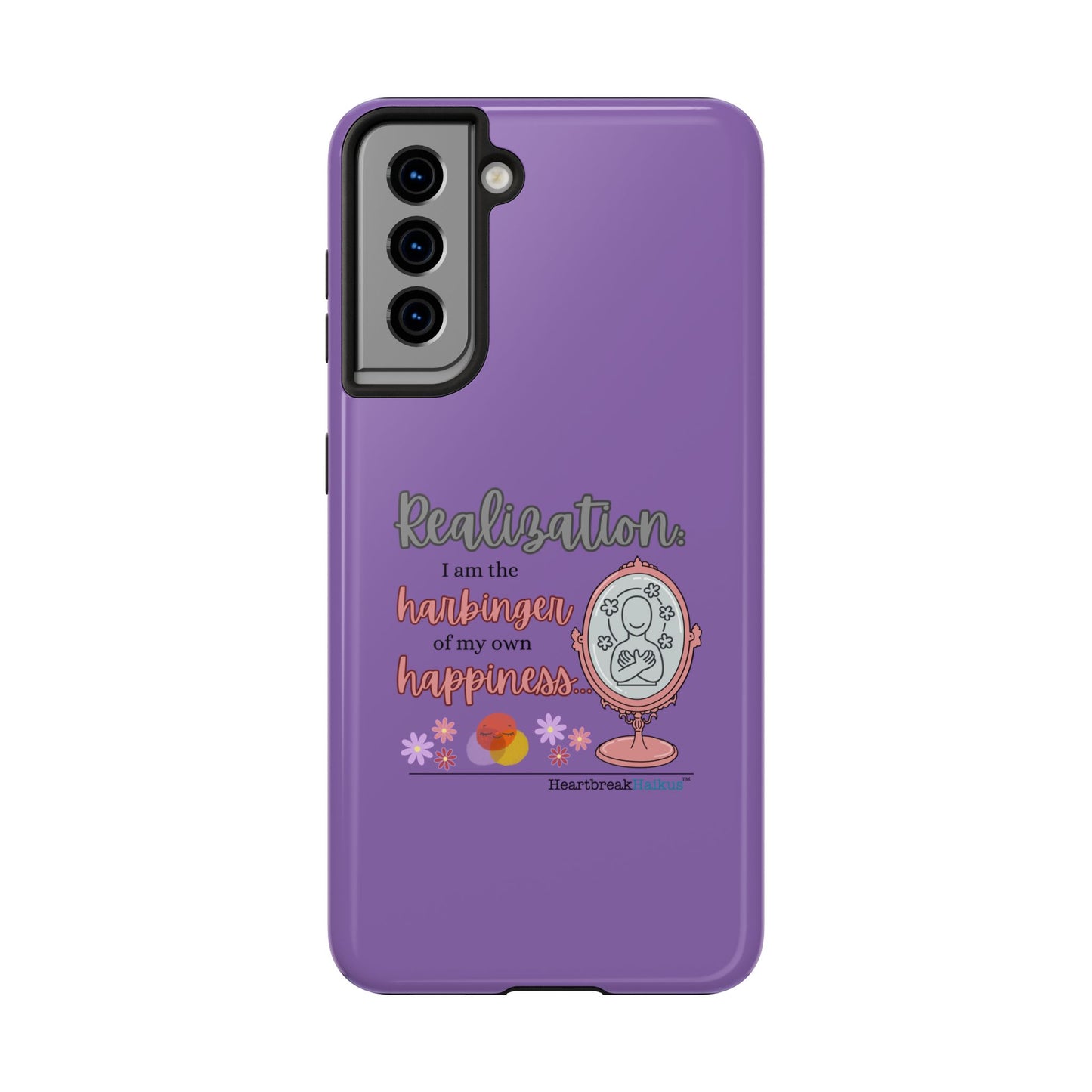 Harbinger of Happiness Tough Phone Cases (purple) available for iPhone 11-16 or Samsung Galaxy S21-S24