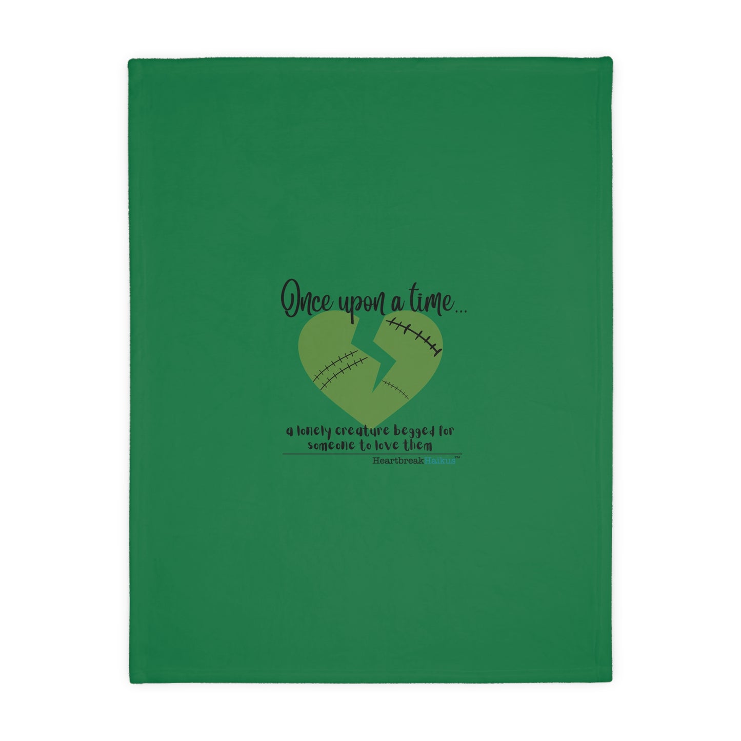 A Lonely Creature Begged Frankenstein Haiku - Plush Throw Blanket (in Monster Green)