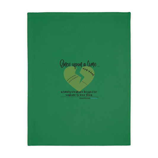 A Lonely Creature Begged Frankenstein Haiku - Plush Throw Blanket (in Monster Green)