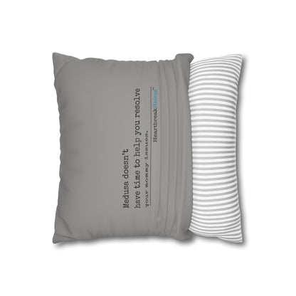 Medusa and Your Mommy Haiku - Faux Suede Square Pillowcase in Stone Grey