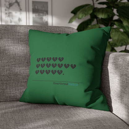 Hieroglyph Heartbreak Haiku - Faux Suede Square Pillowcase (in Evergreen)