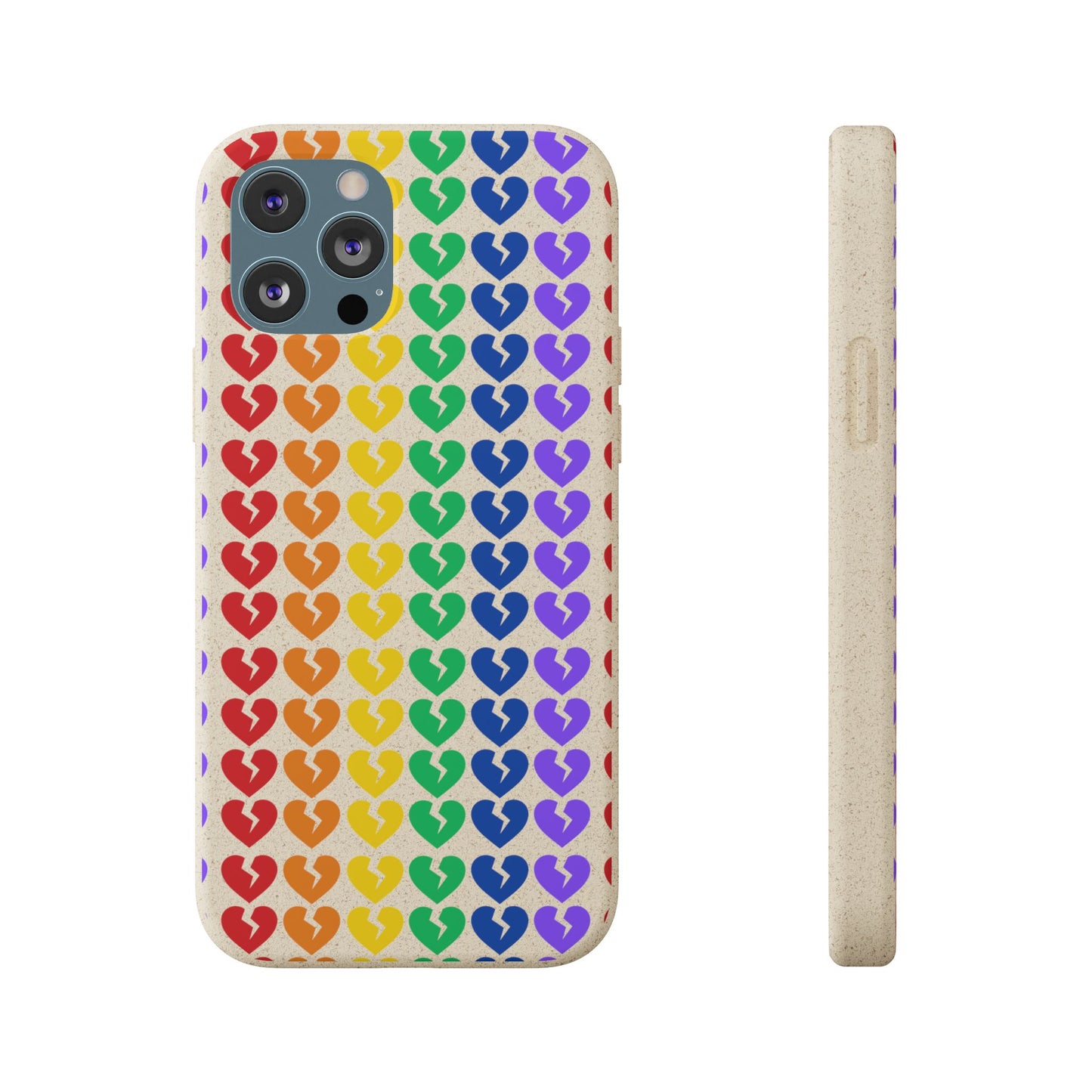 Rainbow Hearts Collection Pattern - Biodegradable Phone Case, Eco-Friendly Phone Cover (Only Hearts Collection)
