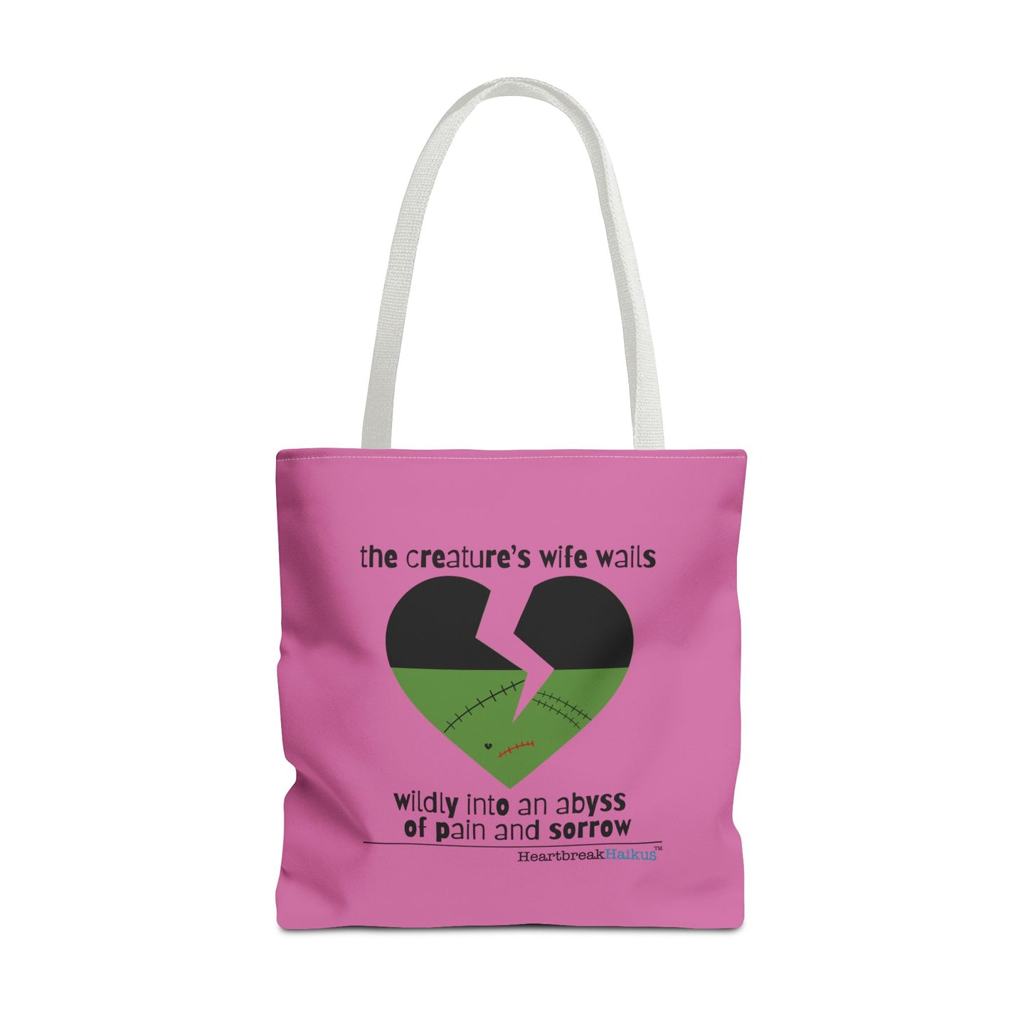 The Creature's Wife Wails Wildly Frankenstein Haiku - Tote Bag (dual-sided print in Candy Pink)