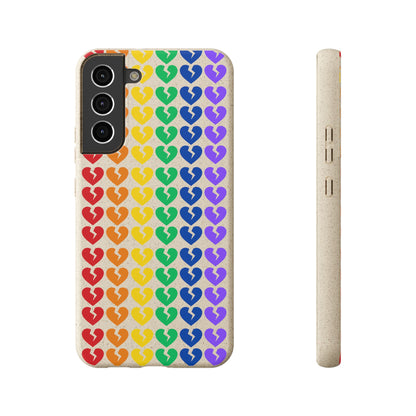Rainbow Hearts Collection Pattern - Biodegradable Phone Case, Eco-Friendly Phone Cover (Only Hearts Collection)
