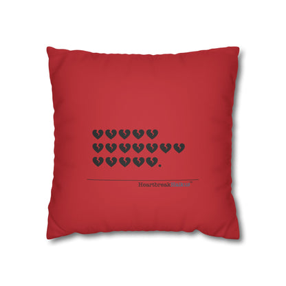 Hieroglyph Heartbreak Haiku - Faux Suede Square Pillowcase (in Crimson Red)