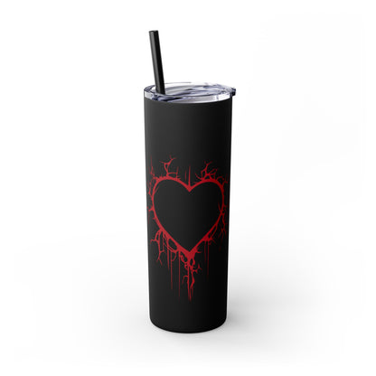 Cracked Heart Skinny Venti Tumbler (in Crimson Red) with matching reusable straw - (The Only Hearts Collection)