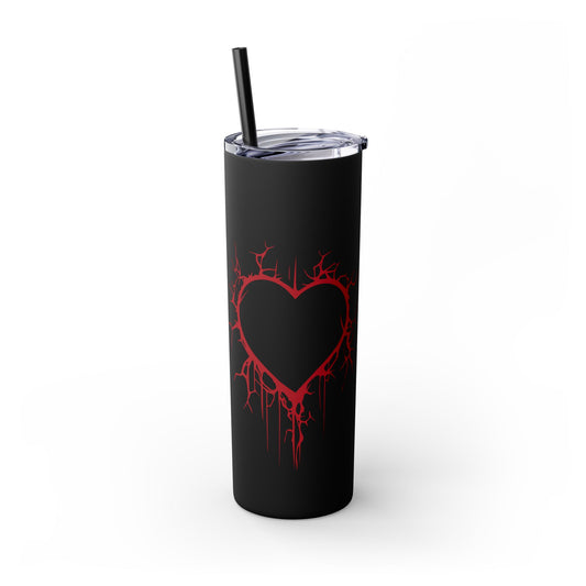 Cracked Heart Skinny Venti Tumbler (in Crimson Red) with matching reusable straw - (The Only Hearts Collection)