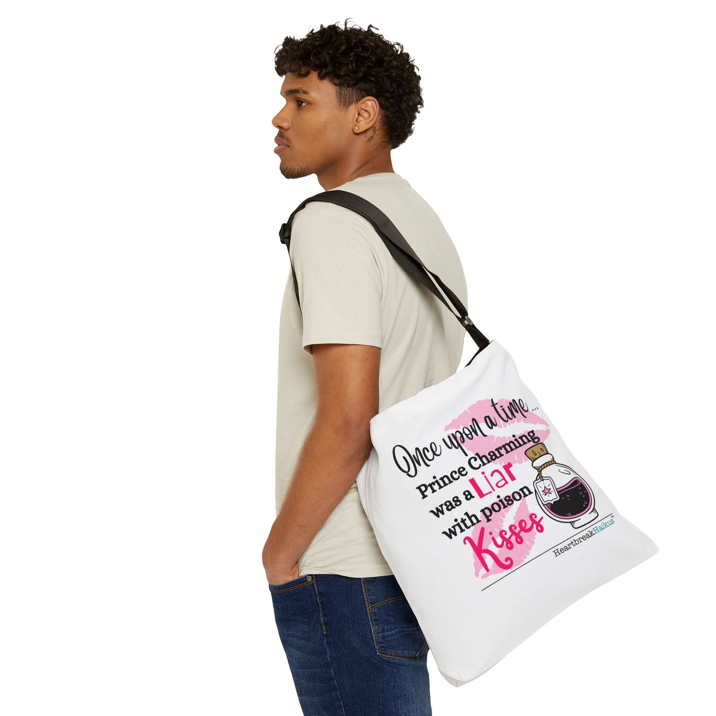Prince Charming's Poison Kisses Haiku. Adjustable Tote Bag