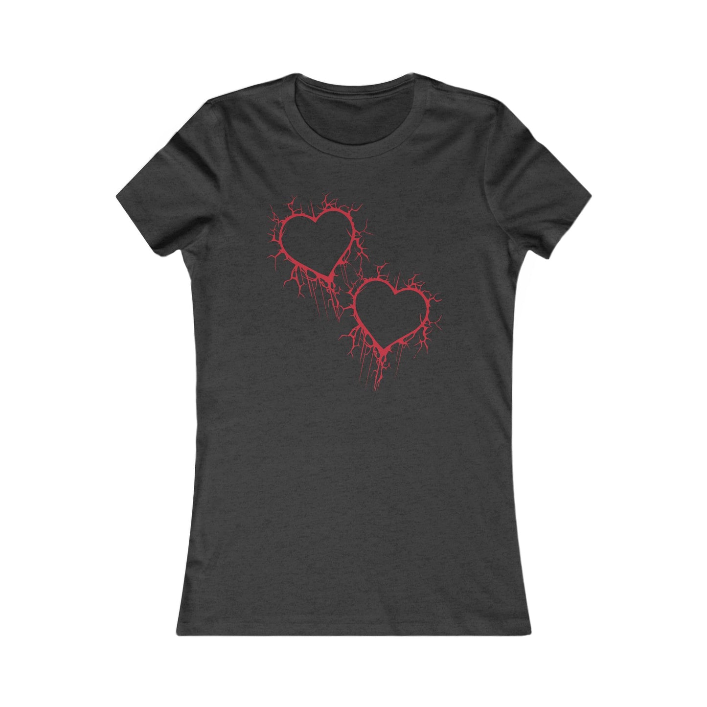 Two Cracked Hollow Hearts Slim-Fit T-Shirt (in Crimson Red)