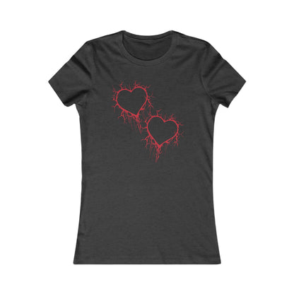 Two Cracked Hollow Hearts Slim-Fit T-Shirt (in Crimson Red)