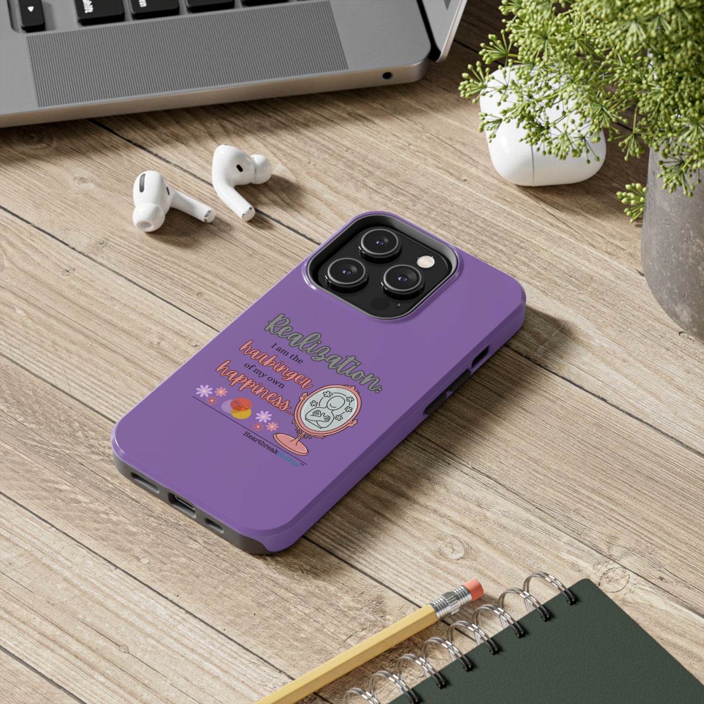Harbinger of Happiness Tough Phone Cases (purple) available for iPhone 11-16 or Samsung Galaxy S21-S24