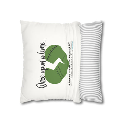A Lonely Creature Begged Frankenstein Haiku - Faux Suede Square Pillowcase (in Snow White)