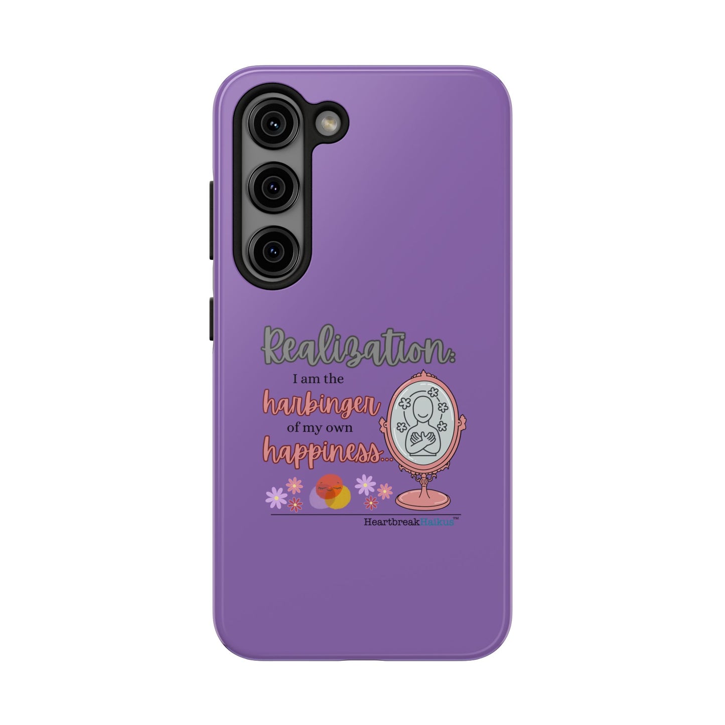 Harbinger of Happiness Tough Phone Cases (purple) available for iPhone 11-16 or Samsung Galaxy S21-S24