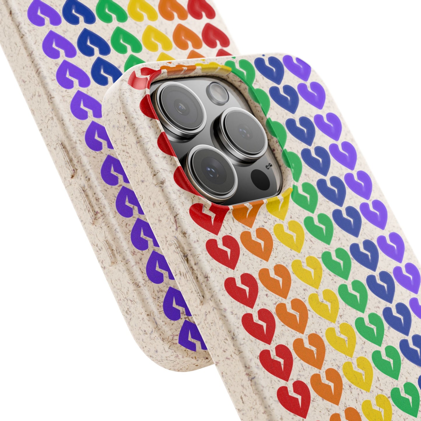 Rainbow Hearts Collection Pattern - Biodegradable Phone Case, Eco-Friendly Phone Cover (Only Hearts Collection)