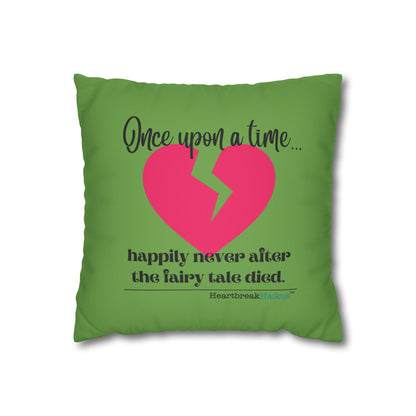 The Fairy Tale Died Haiku - Faux Suede Square Pillowcase (in Wicked Green)