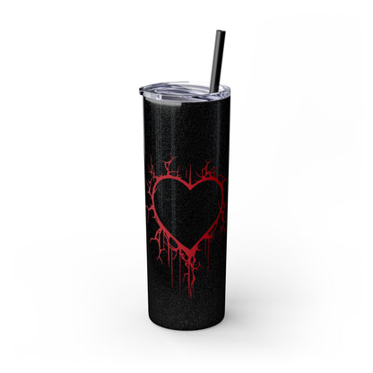 Cracked Heart Skinny Venti Tumbler (in Crimson Red) with matching reusable straw - (The Only Hearts Collection)